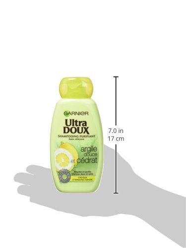 Garnier Ultra Doux Shampooing Purifiant pour Cheveux Gras Argile Douce/Cédrat 250 ml - Lot de 3